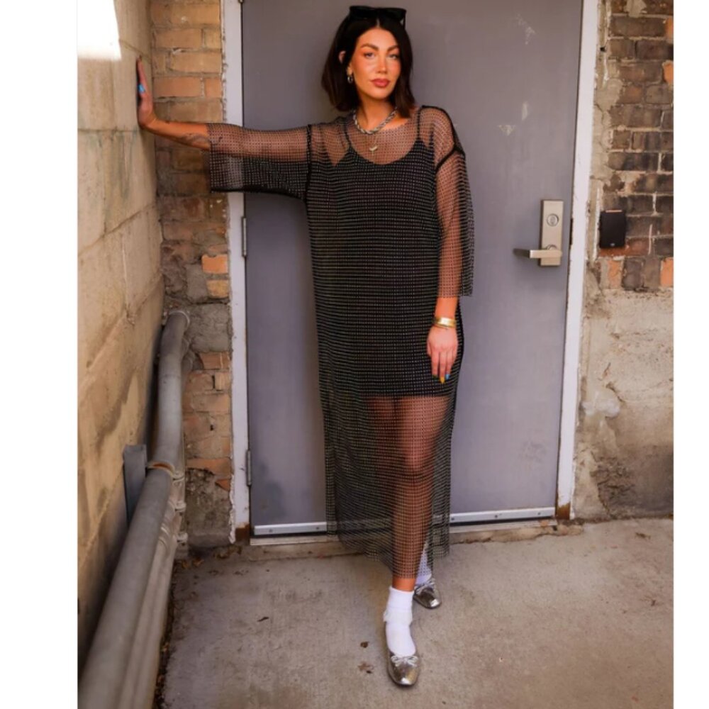 Dressed in LALA Black Mesh Maxi Dress